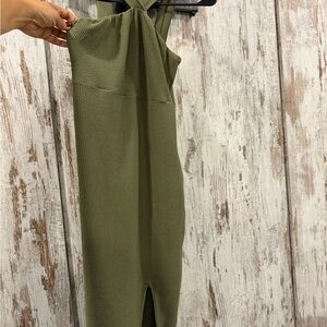 Strapless Olive Green Dress